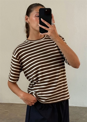 Mejse stripe tee Brown/Offwhite Boii Studios